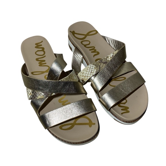 Sam Edelman Ariele Gold Snake Print Sandals - Picture 1 of 4